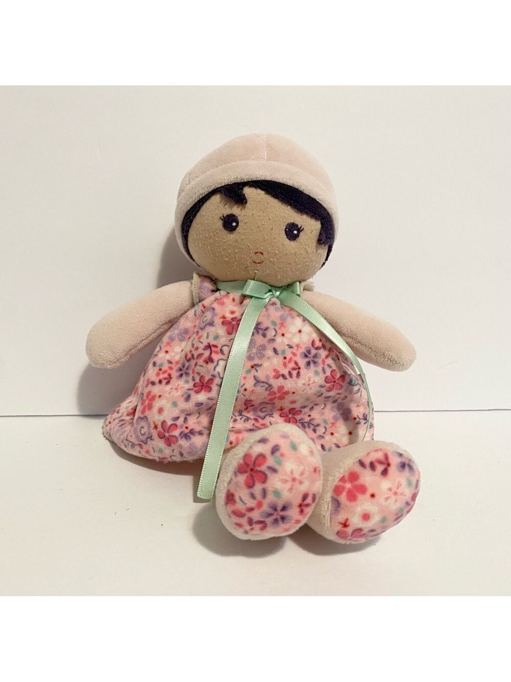 My First Soft Doll Small Kaloo 9" Lovey Pink Floral Dress Plush Baby Girl Toy